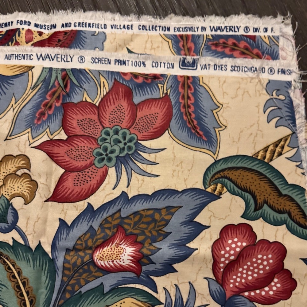 P Kaufmann Waverly Floral Cotton Fabric Lot 2 Yards Greenfield Village Vintage - Picture 5 of 9